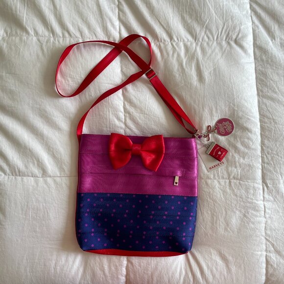 NWT HARVEYS (Holiday Edition) Merry & Bright Bow Purple Streamline Crossbody Bag - Picture 3 of 11